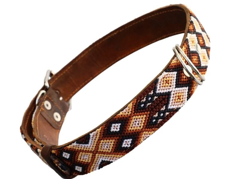 Collar De Piel Bordado T-F 75 CM Para Perro XG