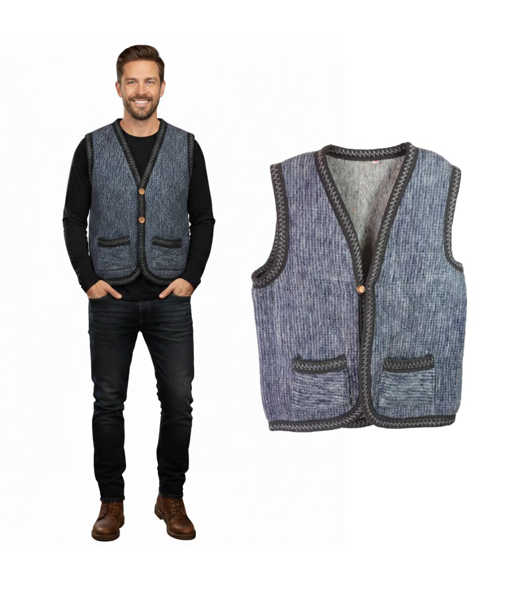 Pack 10 Chalecos De Lana Artesanal Para Hombre