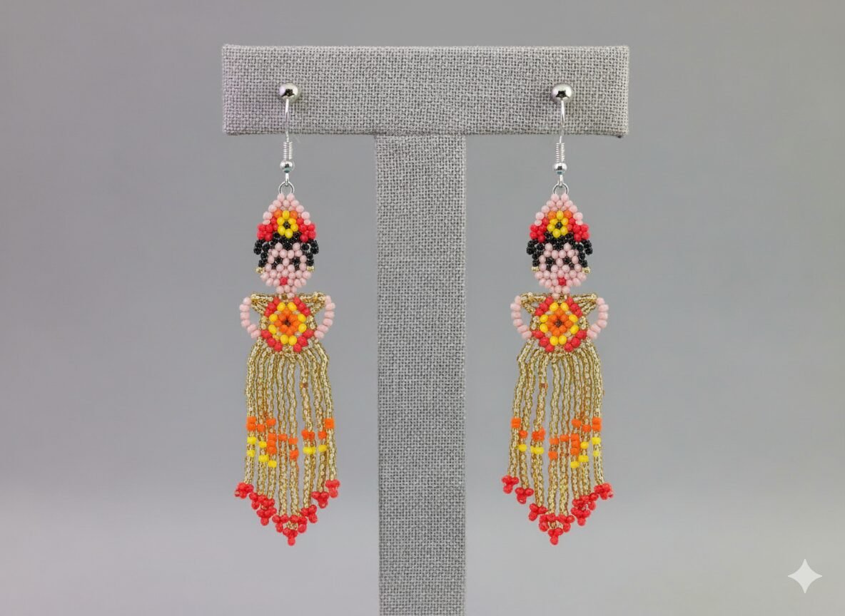 Aretes De Chaquira Colgante Artesanal - Image 4