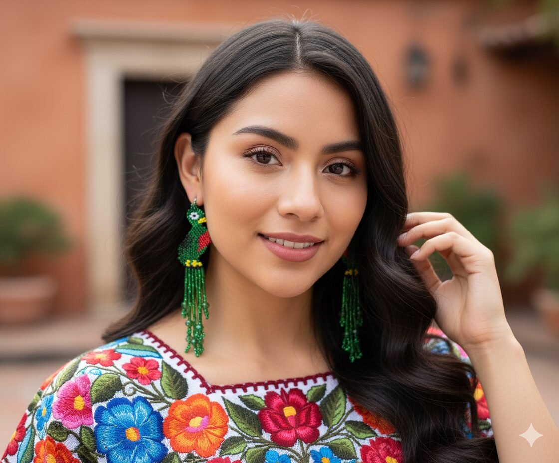 Aretes De Chaquira Colgante De Quetzal Artesanal De Moda - Image 3