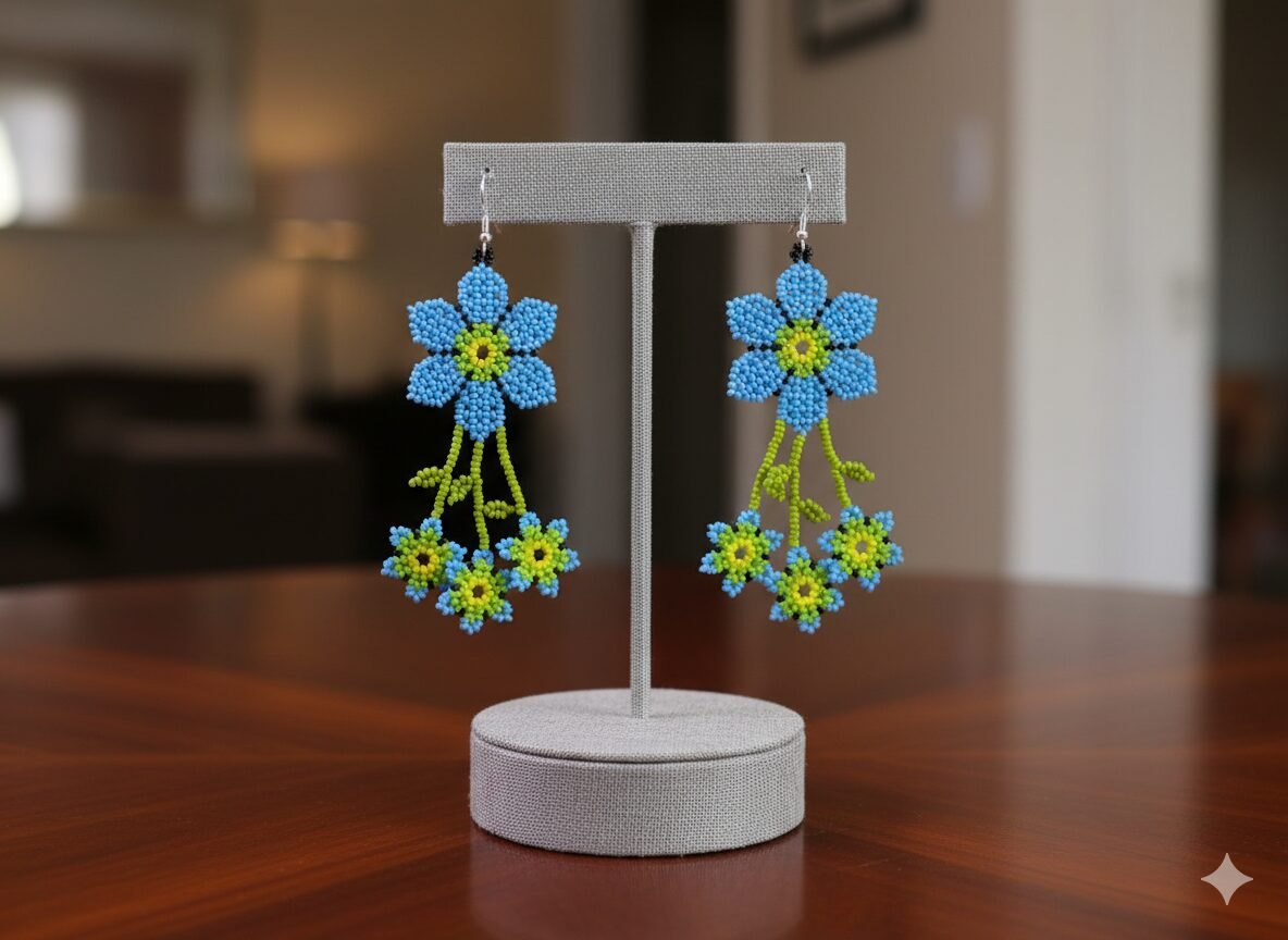 Aretes De Chaquira Colgante De Florecitas De Moda - Image 4