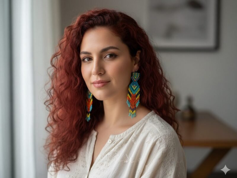 Aretes Largos De Chaquira Con Flecos De Moda Artesanal