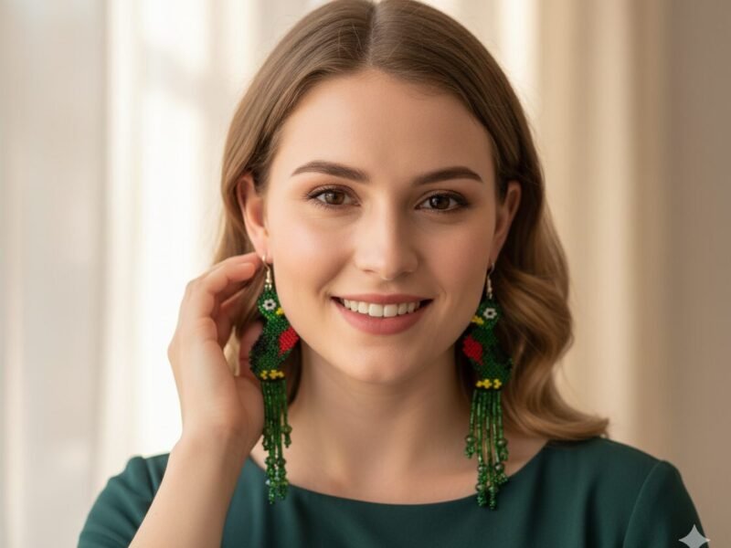 Aretes De Chaquira Colgante De Quetzal Artesanal De Moda