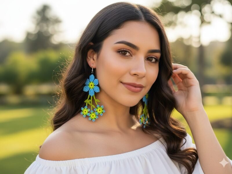 Aretes De Chaquira Colgante De Florecitas De Moda