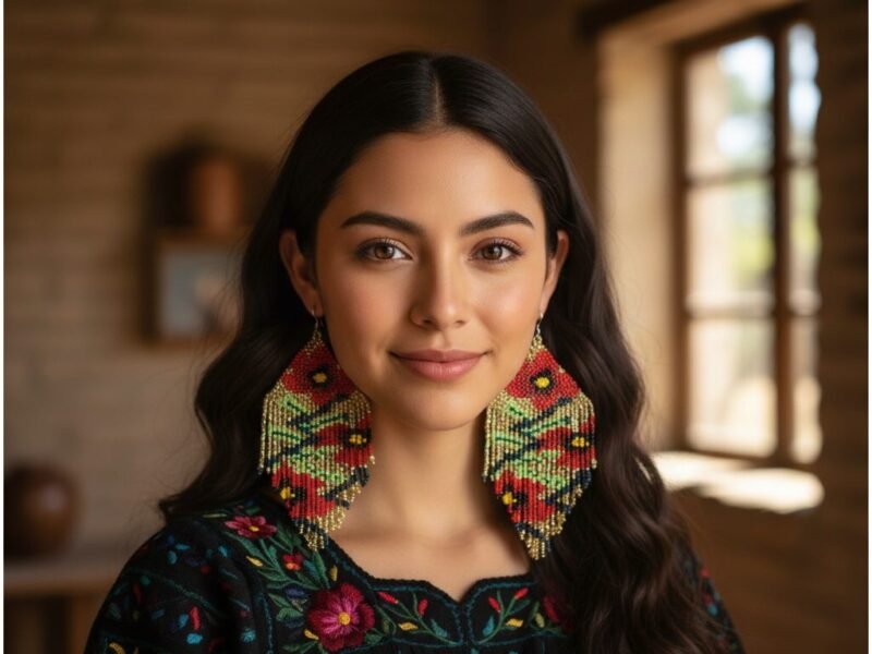 Aretes Floral De Chaquira Aretes Colgante De Moda