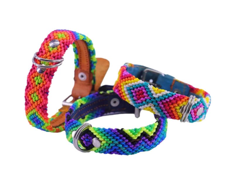 Collar De Piel Bordado H-G 35 CM Para Perro Ch