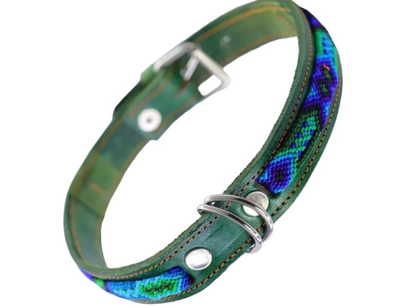 Collar De Piel Semi Bordado 45 CM Para Perro M