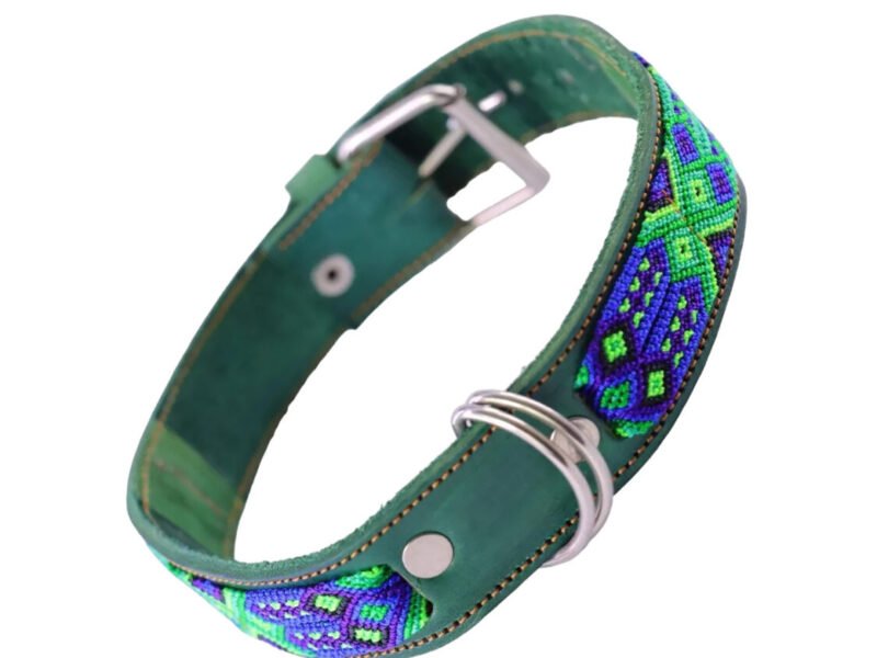 Collar De Piel Semi Bordado 50 CM Para Perro G
