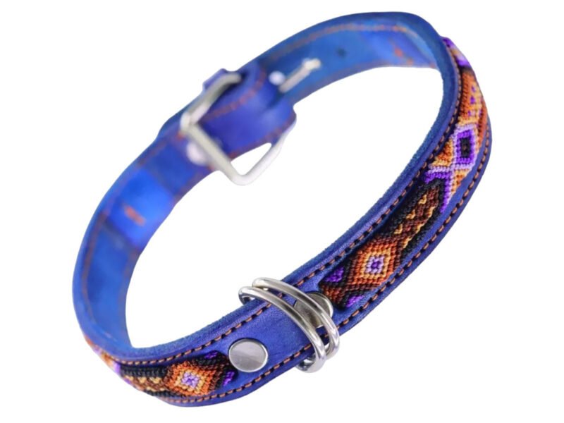 Collar De Piel Semi Bordado 25 CM Para Perros Y Gatos