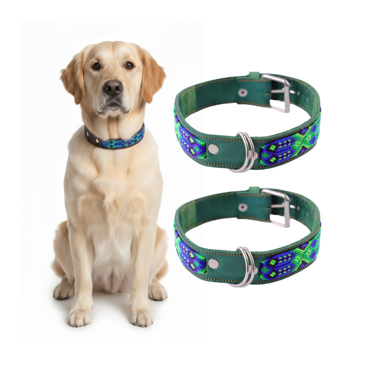 Collar De Piel Semi Bordado 75 CM Para Perro XG