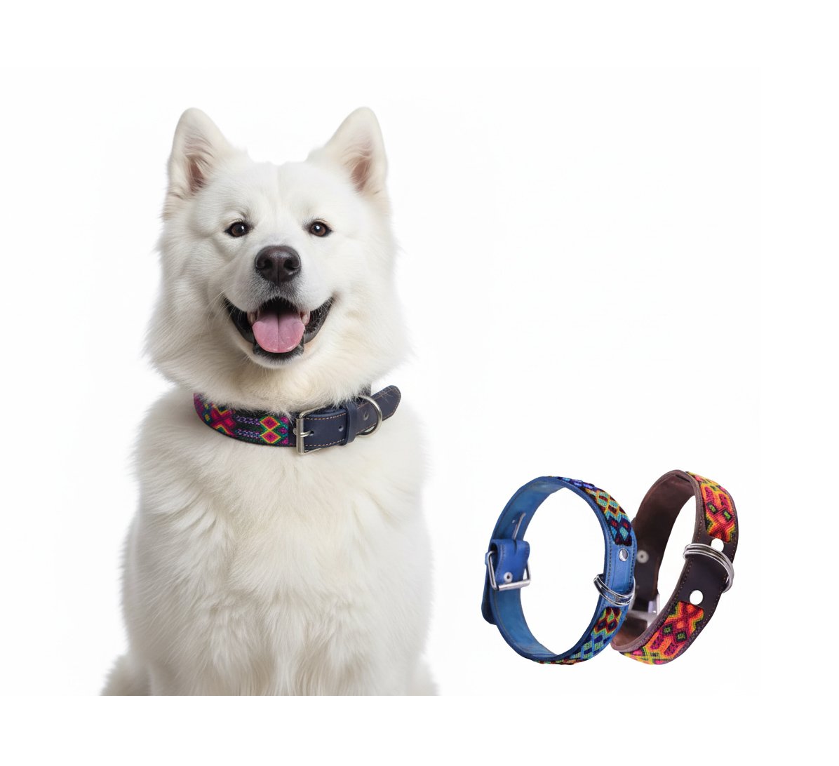Collar De Piel Semi Bordado 70 CM Para Perro XG