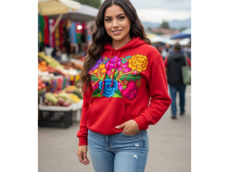 Sudadera Con Bordado Artesanal De Moda Para Dama