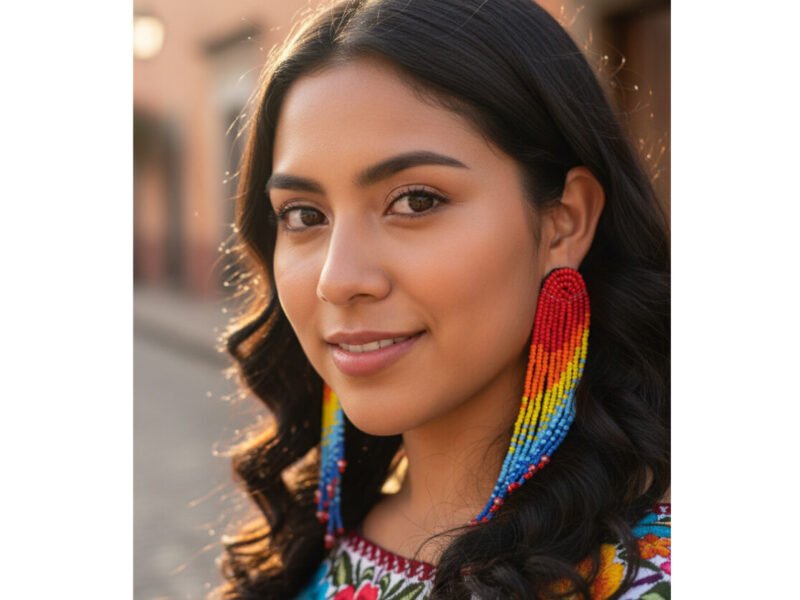 Aretes De Chaquira Con Flecos Artesanal Para Mujer