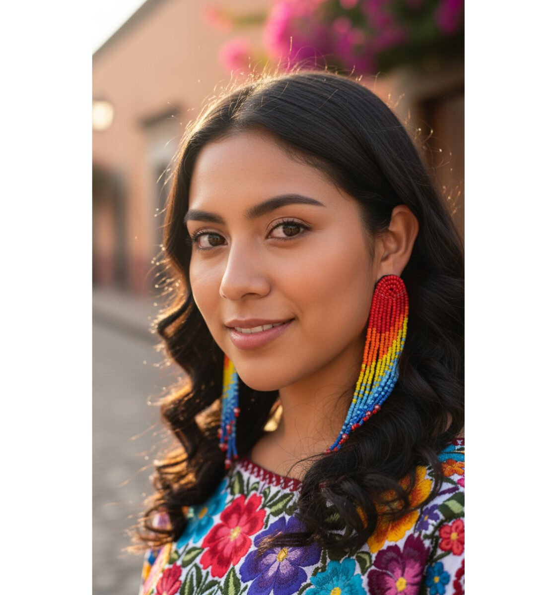 Aretes De Chaquira Con Flecos Artesanal Para Mujer
