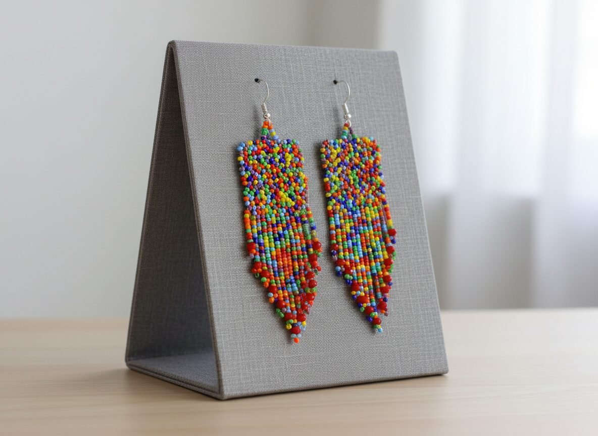 Aretes Flecos De Chaquira Artesanal Aretes De Cuentas Huichol - Image 4