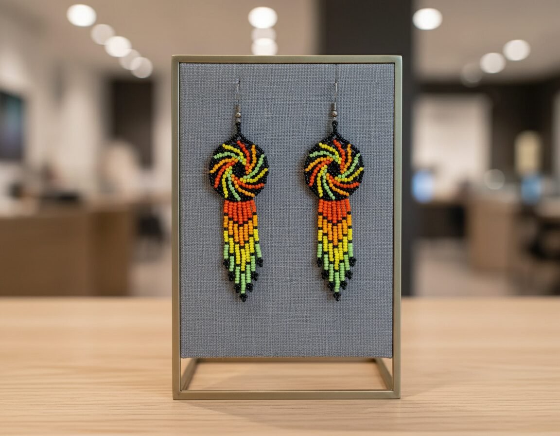 Aretes De Chaquira Colgante De Ruletas Con Flecos - Image 4