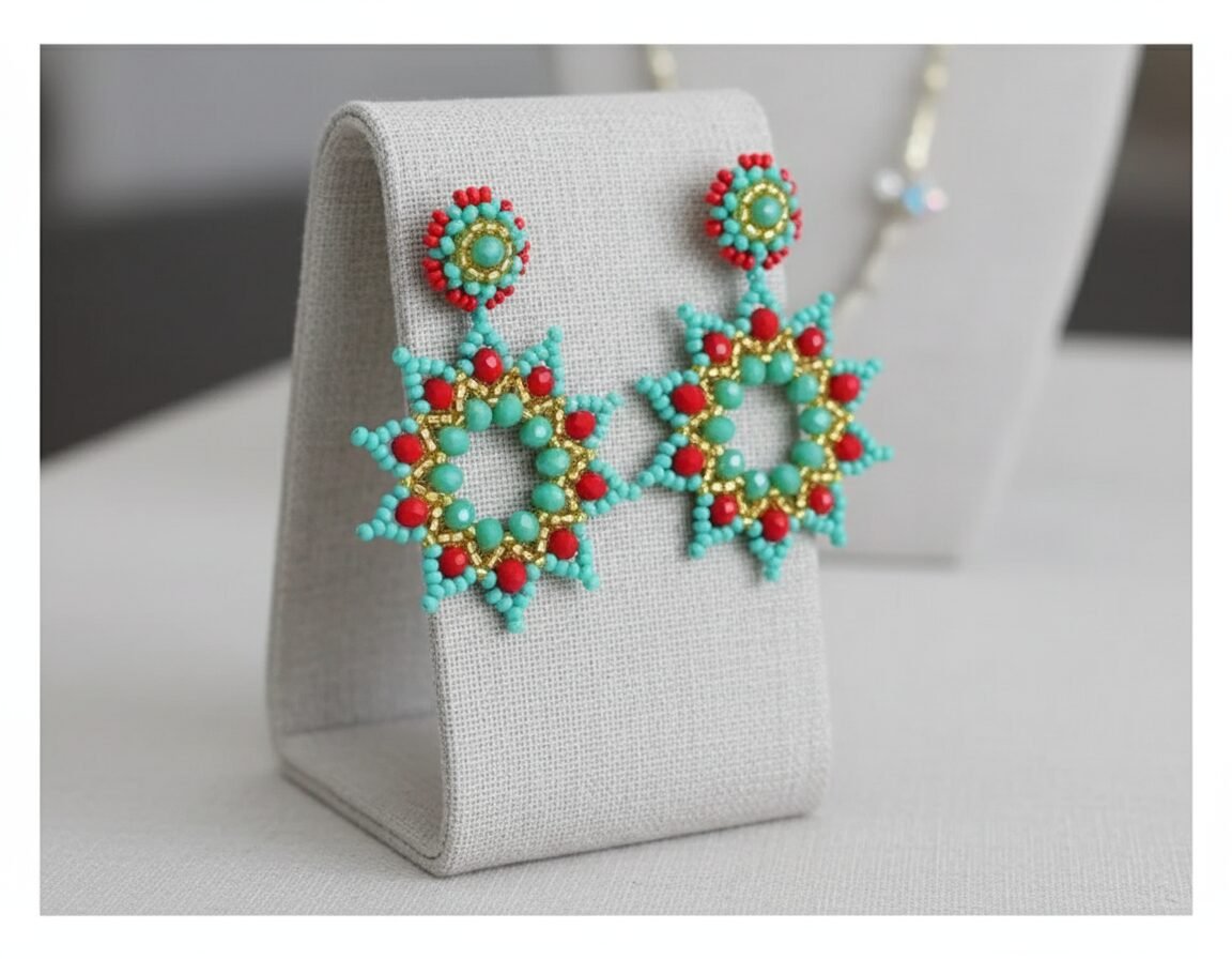 Aretes De Estrella De Cuentas De Cristal De Moda - Image 4