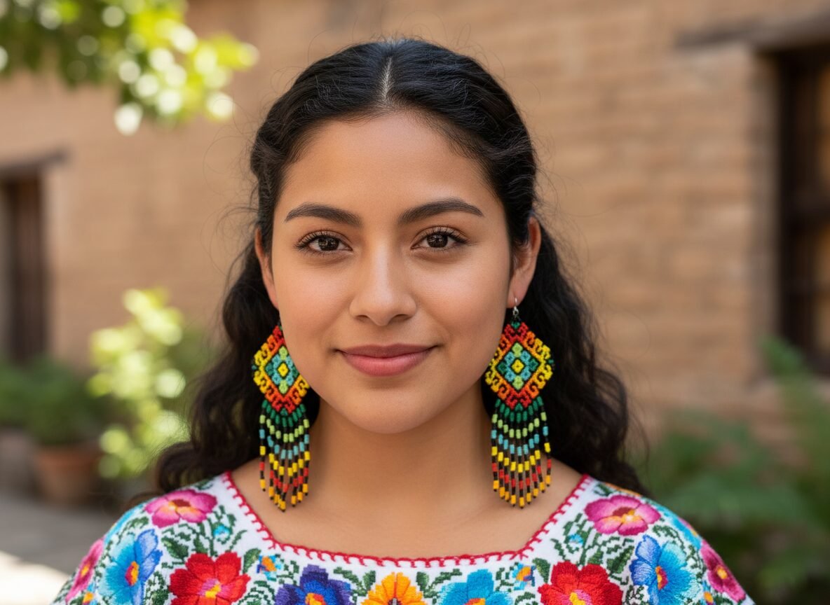 Aretes De Chaquira Colgante De Moda Arte Huichol - Image 3