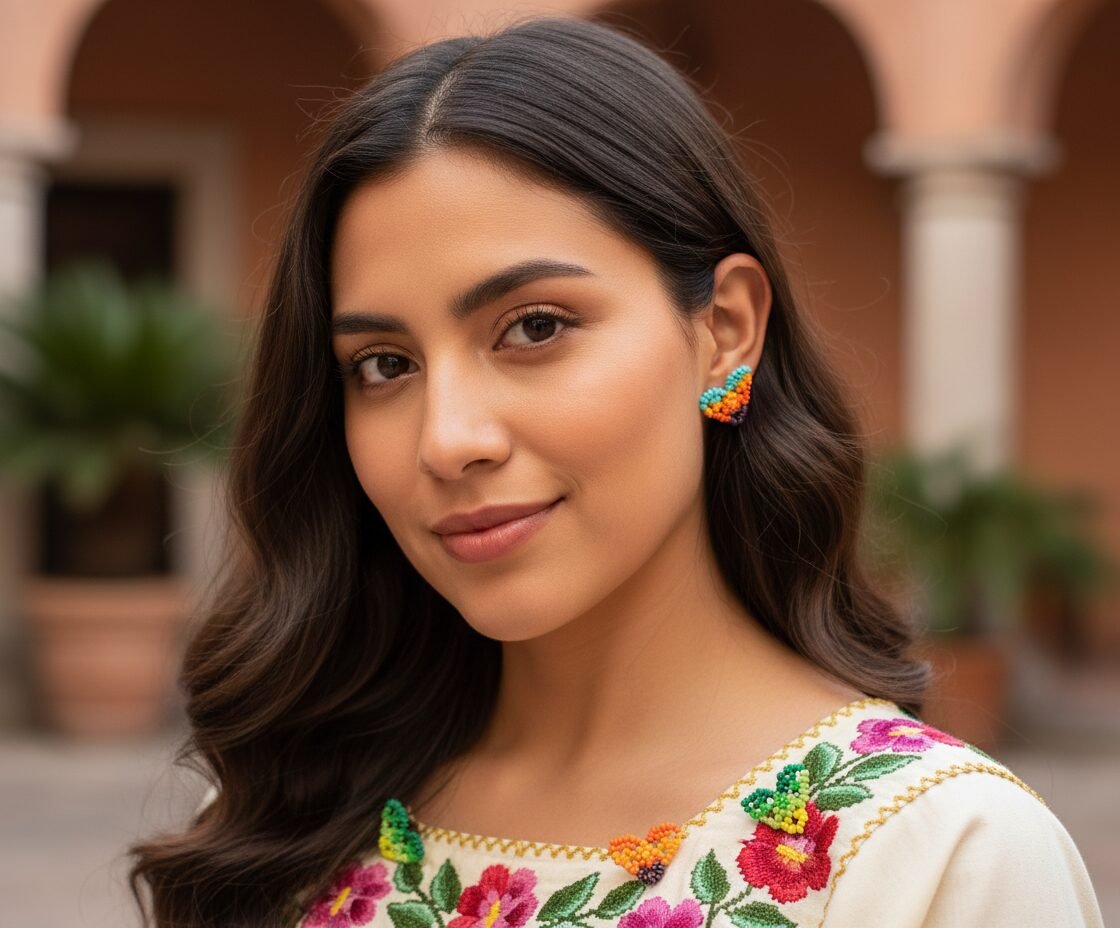 Aretes Broqueles De Chaquira Corazon Artesanal De Moda - Image 4