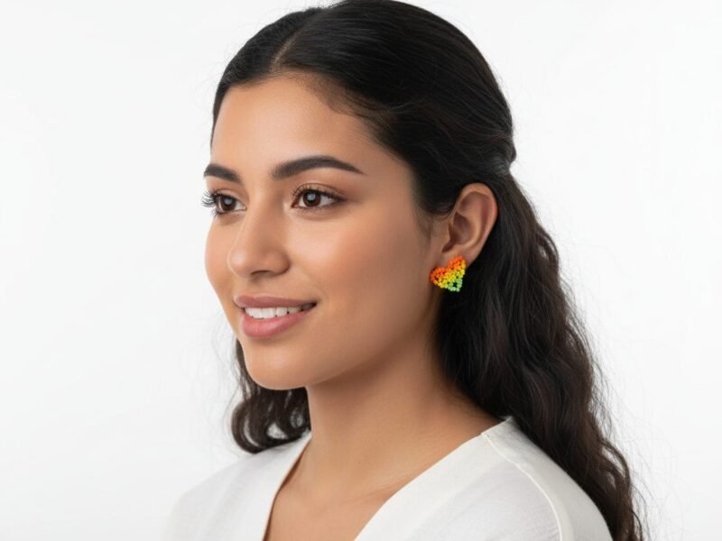 Aretes Broqueles De Chaquira Corazon Artesanal De Moda