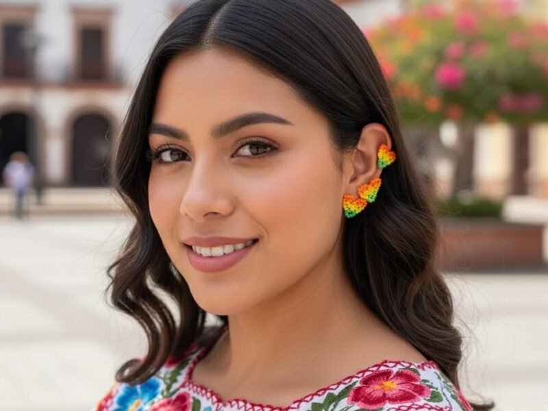 Aretes Broqueles De Chaquira Corazon Artesanal De Moda