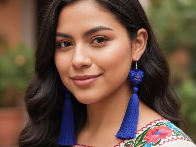 Aretes Bordados De Corazon Colgante De Moda Artesanal