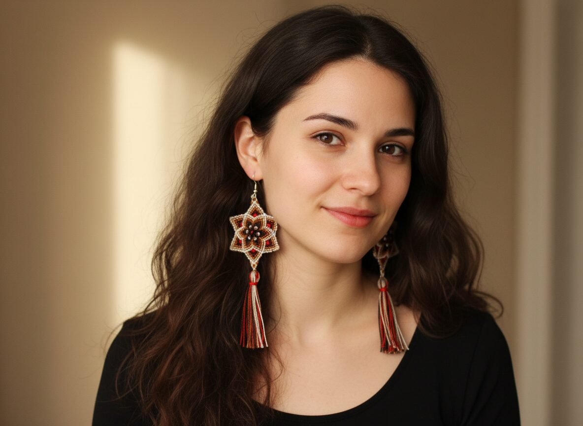 Aretes Bordadas De Flor Artesanal De Moda Para Mujer - Image 3