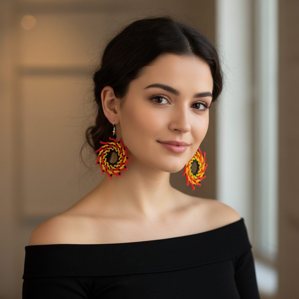 Aretes De Chaquira Colgante De Ruletas De Moda - Image 3