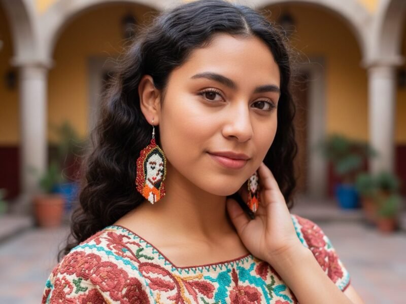 Aretes De Chaquira De Virgen De Guadalupe