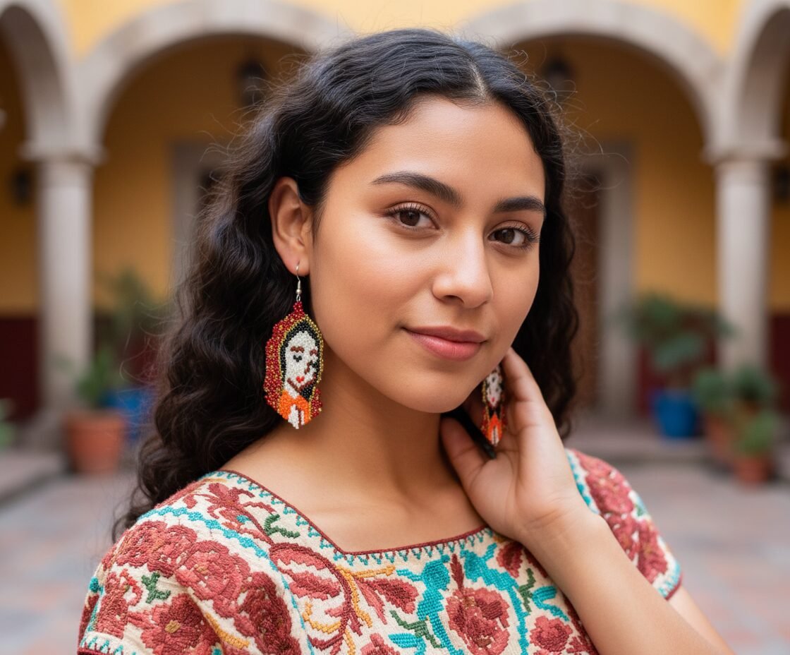 Aretes De Chaquira De Virgen De Guadalupe