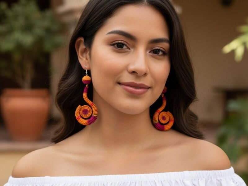 Aretes Bordadas Colgante Artesanal De Moda Para Mujer