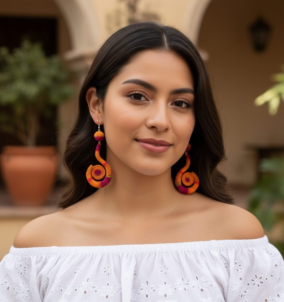 Aretes Bordadas Colgante Artesanal De Moda Para Mujer