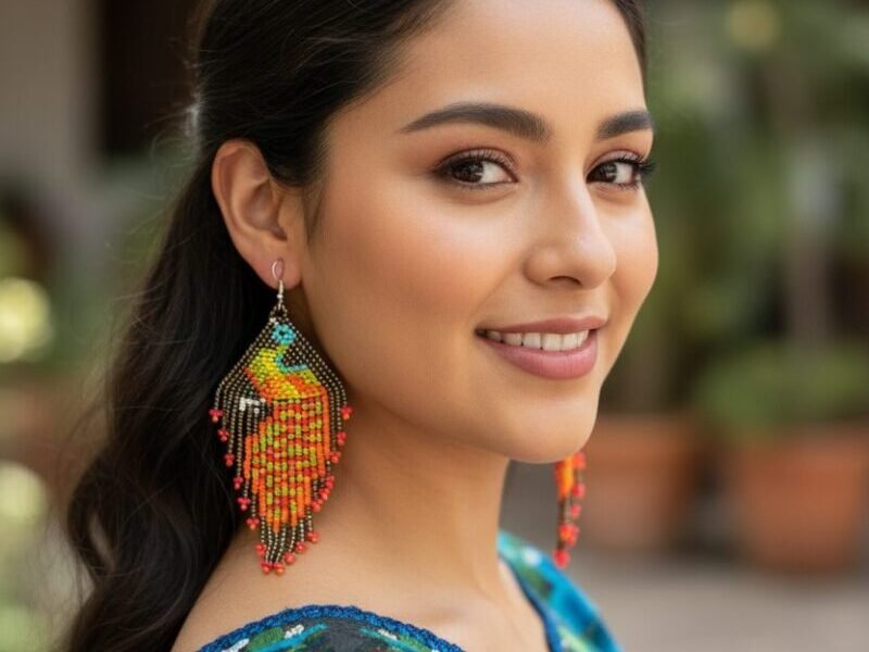 Aretes De Chaquira Colgante De Pavo Real