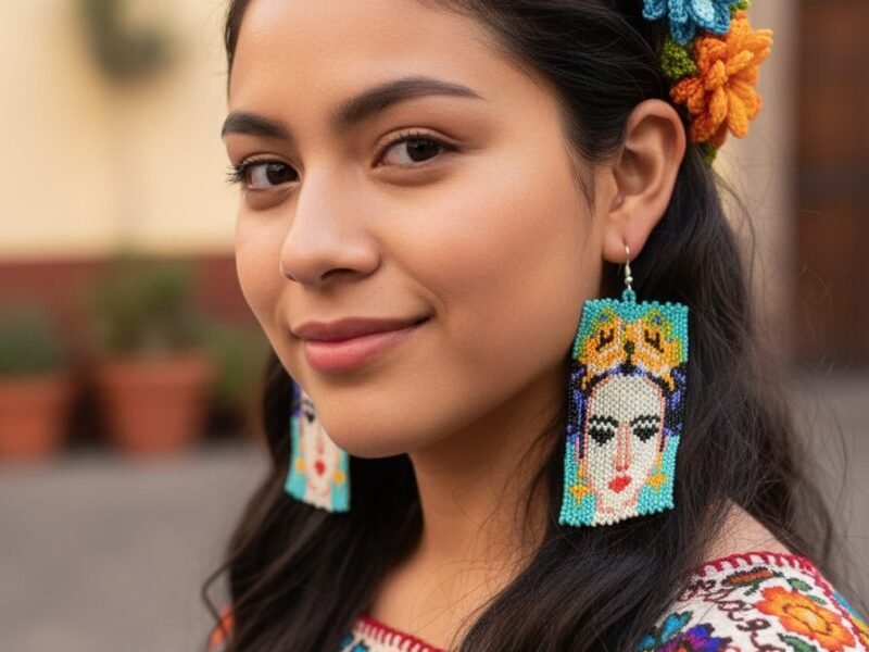 Aretes De Chaquira Colgante De Frida Kahlo