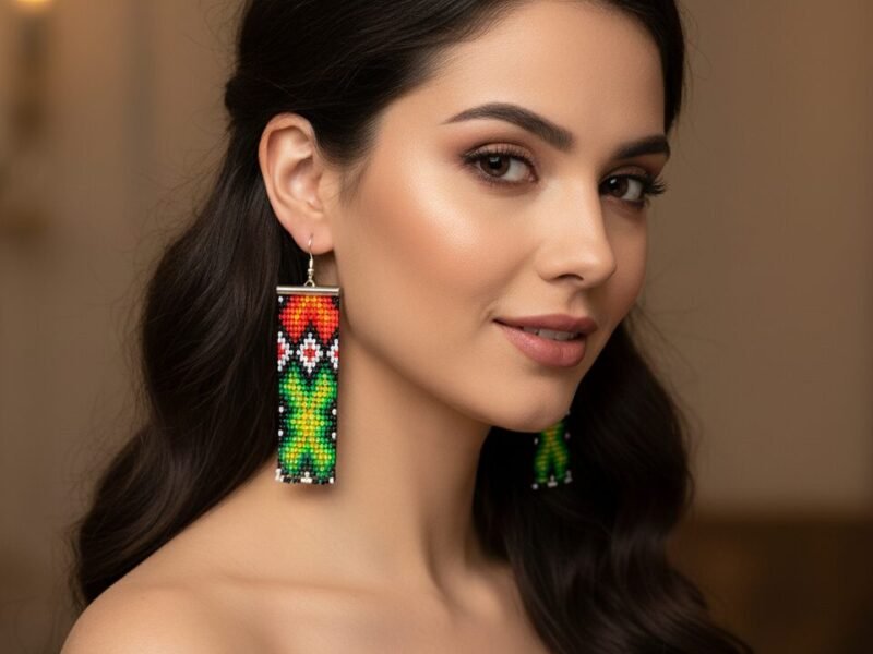 Aretes De Cuentas Huichol Colgante Para Mujer