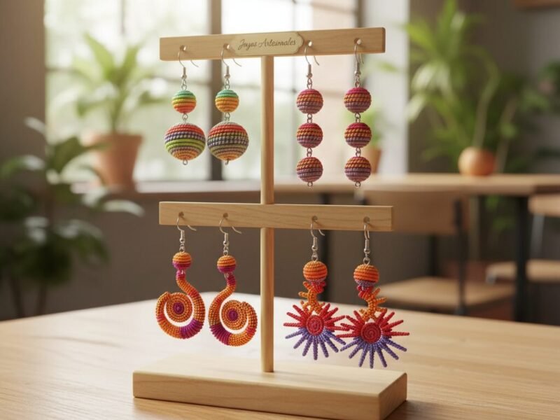 12 Pares De Aretes Bordados Artesanales De Varios Modelos