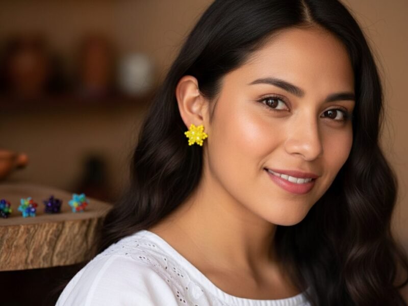 Aretes De Broqueles De Cristal Artesanal De Moda