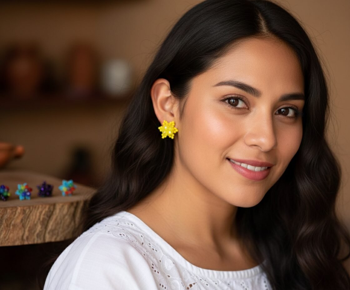 Aretes De Broqueles De Cristal Artesanal De Moda