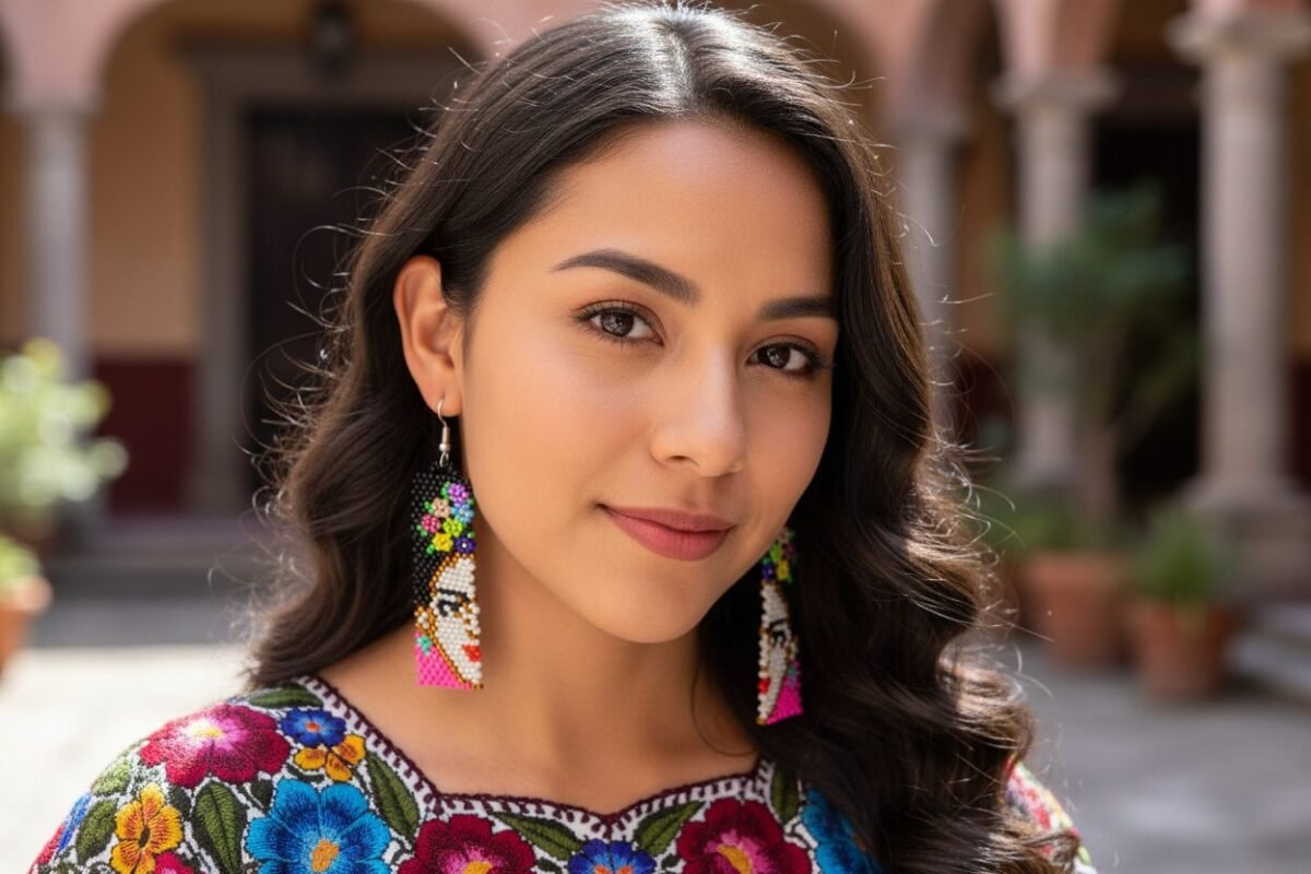 Aretes De Chaquira Colgante De Frida Kahlo Artesanal