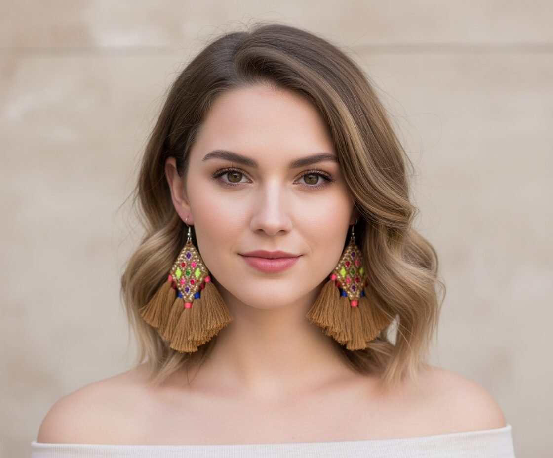 Aretes De Telar Bordadas Artesanal Colgante De Moda