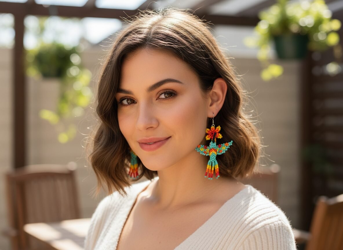 Aretes De Chaquira Colgante De Colibri Artesanal De Moda - Image 3