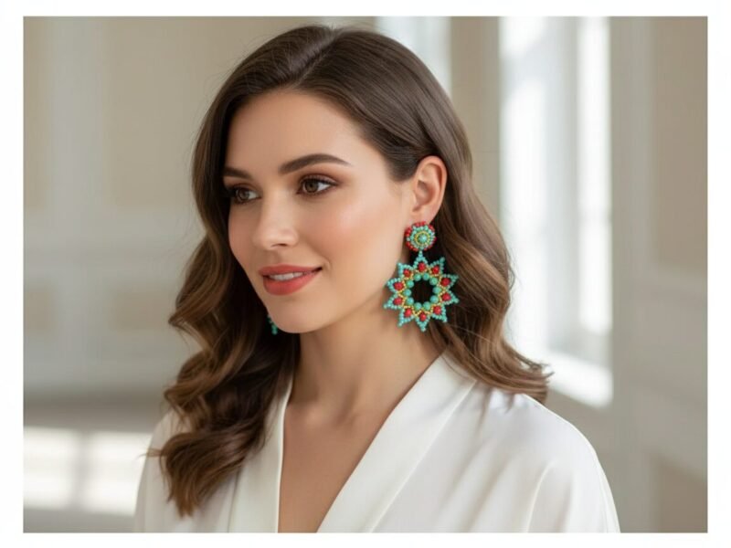 Aretes De Estrella De Cuentas De Cristal De Moda