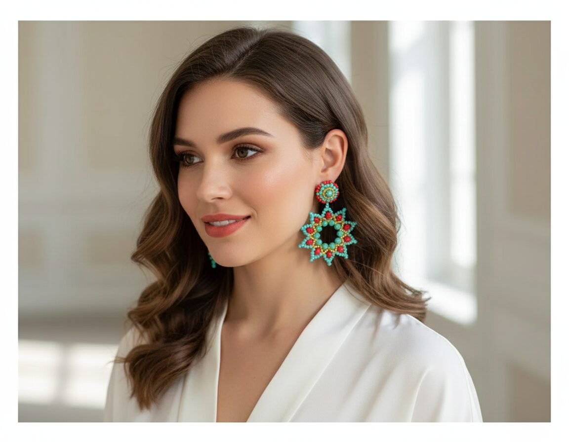 Aretes De Estrella De Cuentas De Cristal De Moda
