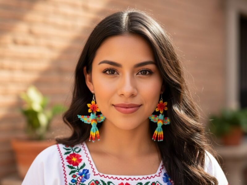 Aretes De Chaquira Colgante De Colibri Artesanal De Moda