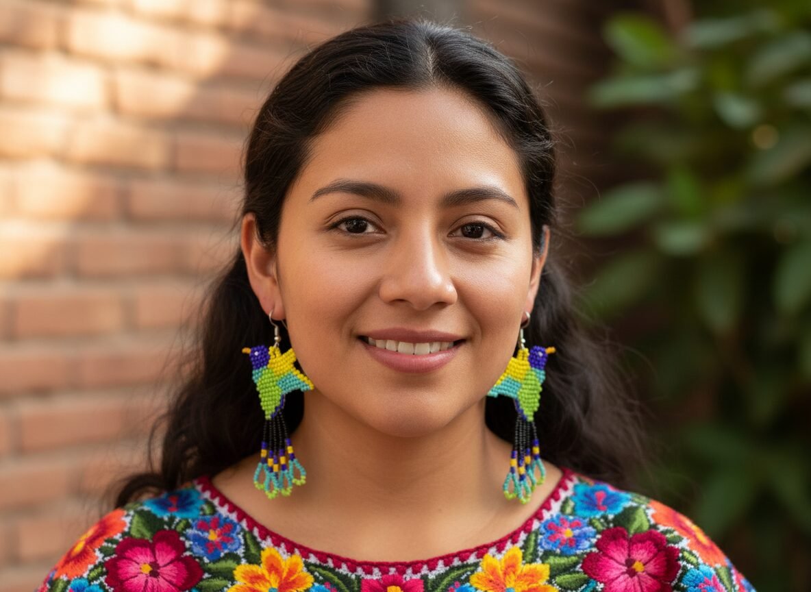 Aretes De Cuentas Huichol Colgante De Colibri Artesanal