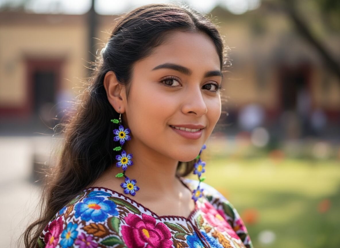 Aretes De Chaquira Colgante De Florecitas De Moda Artesanal