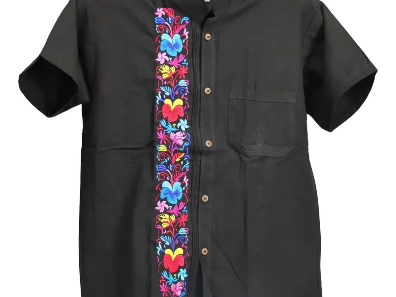 Camisa Guayabera Manga Corta Bordado Artesanal Para Hombre