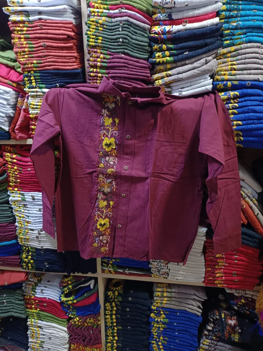 Camisa Guayabera Manga Larga Bordado Artesanal Para Hombre - Image 3