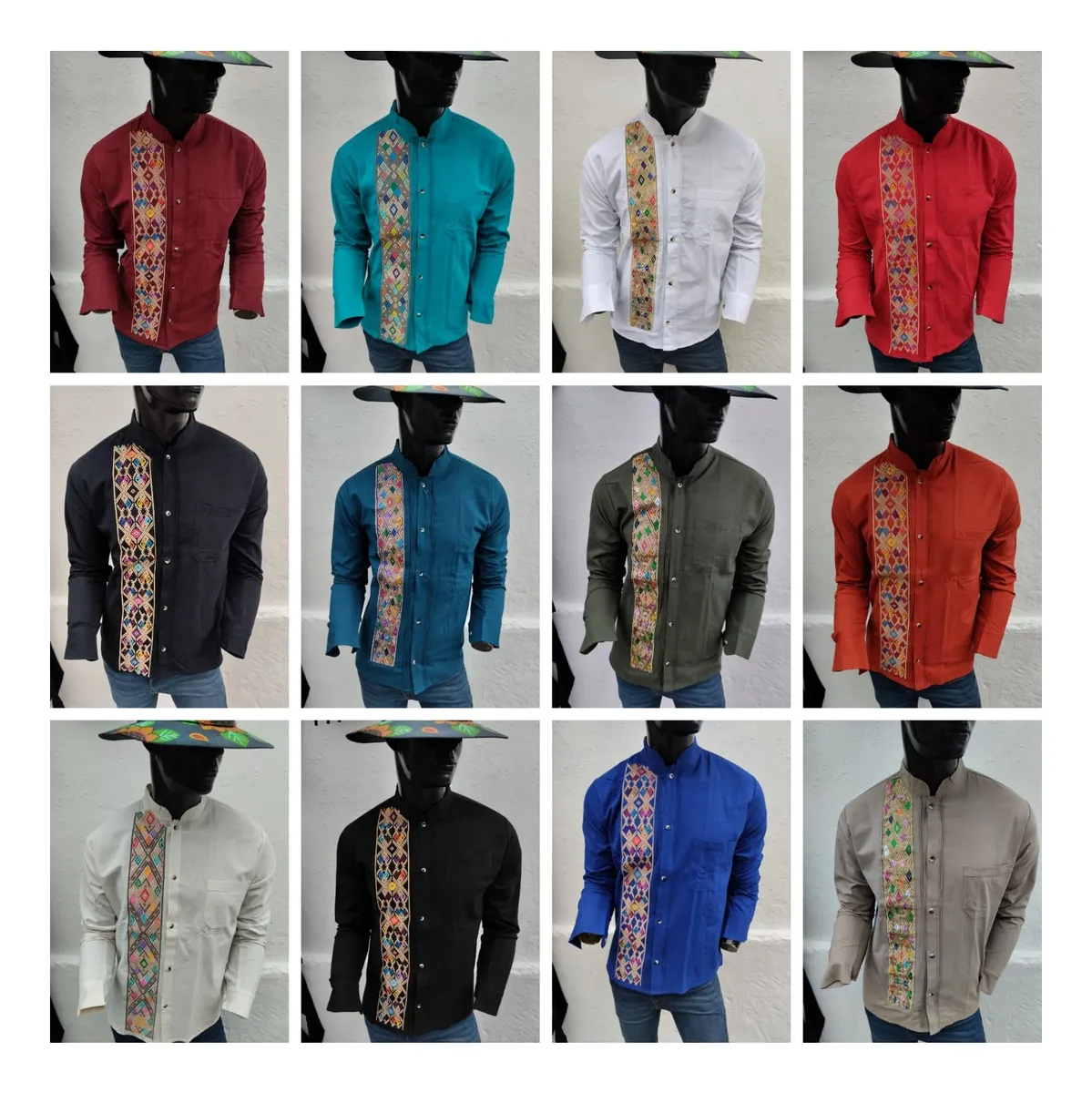 Camisa Guayabera Manga Larga Bordado Artesanal Para Hombre - Image 2