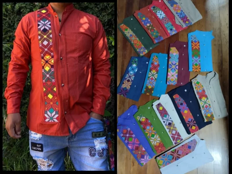 Camisa Guayabera Manga Larga Bordado Artesanal Para Hombre